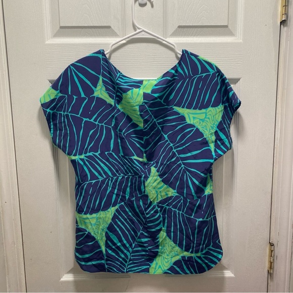 Lilly Pulitzer womens blue under the palms asher silk top - Picture 3 of 4